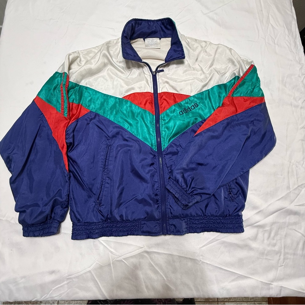 Adidas 1980s color block jacket medium
